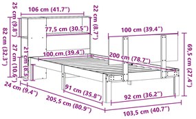 ΚΡΕΒΑΤΙ ΒΙΒΛΙΟΘΗΚΗ ΧΩΡΙΣ ΣΤΡΩΜΑ 100X200 ΕΚ ΜΑΣΙΦ ΞΥΛΟ ΠΕΥΚΟΥ 3322648