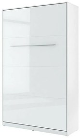 Σετ επίπλων Concept Pro Lenart AH145, Γυαλιστερό λευκό, Άσπρο, Πλαστικοποιημένη μοριοσανίδα, Τάβλες για Κρεβάτι, 90x200, Μονόκλινο, Με συρτάρια, Με πόρτες