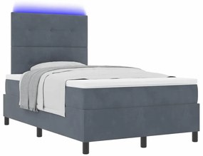 vidaXL Κρεβάτι με ελατήρια με στρώμα Σκούρο Γκρι 120 x 190 cm Βελούδο