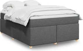 vidaXL Κρεβάτι Boxspring με Στρώμα Σκούρο Γκρι 140x200 εκ Υφασμάτινο