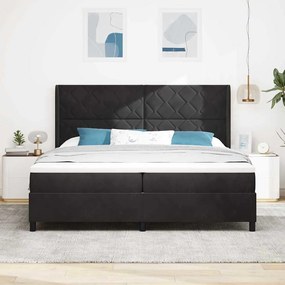 vidaXL Κρεβάτι Box Spring LED με Στρώμα Μαύρο 200 x 200 cm Βελούδο