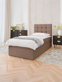 Επενδυμένο Κρεβάτι Luanda Single-Καφέ-100x200