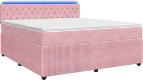 vidaXL Κρεβάτι box spring με στρώμα Ροζ 160 x 200 cm Βελούδο