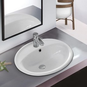 Serel 1841 Λευκός Hygiene Plus Πορσελάνινος Νιπτήρας Μπάνιου Ένθετος 58x49 cm