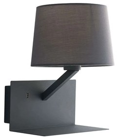Φωτιστικό Τοίχου - Απλίκα Με Usb I-Ciak-AP GR Grey Luce Ambiente Design Μέταλλο,Ύφασμα