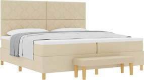 vidaXL Κρεβάτι με ελατήρια με στρώμα Κρεμ 200 x 200 cm ύφασμα