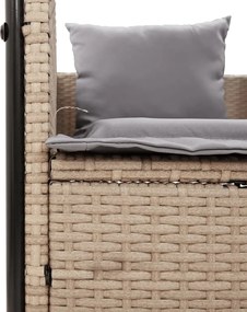 vidaXL Ξαπλώστρα Διπλή Μπεζ από Συνθετικό Ρατάν με Οροφή / Κουρτίνες