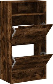 vidaXL Παπουτσοθήκη Καπνιστή Δρυς 60x34x116 εκ. από Επεξεργ. Ξύλο