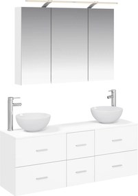 vidaXL Σετ Επίπλων Μπάνιου 4 pcs Λευκό Επεξεργασμένο Ξύλο και Γυαλί