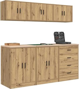 vidaXL ντουλάπια γκαράζ 6 τεμ. Artisan Δρυς από Επεξεργασμένο Ξύλο