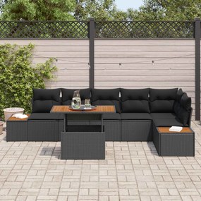 vidaXL Σετ Καναπέ Κήπου με αποθήκευση 7 pcs Μαύρο Πολυ ράταν