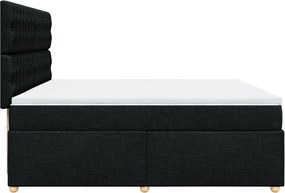 vidaXL Κρεβάτι Boxspring με Στρώμα Μαύρο 200x200 εκ. Υφασμάτινο