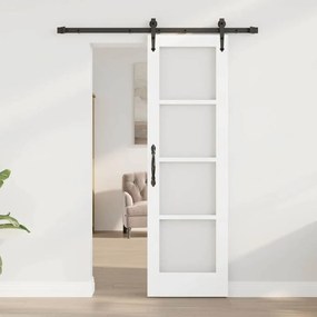 vidaXL Συρόμενη Πόρτα Λευκό 61 x 198.5 εκ. Ξύλο και μέταλλο
