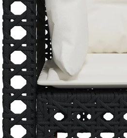 vidaXL Καναπέδες Κήπου Γωνιακοί με Μαξιλάρια 2 τεμ. Μαύρο Συνθ. Ρατάν