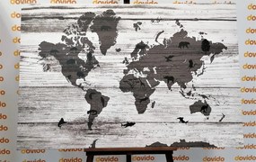 Εικόνα σε ασπρόμαυρο χάρτη από φελλό σε ξύλινο φόντο