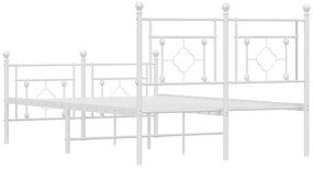 Πλαίσιο Κρεβατιού με Κεφαλάρι&amp;Ποδαρικό Λευκό 120x200εκ. Μέταλλο - Λευκό