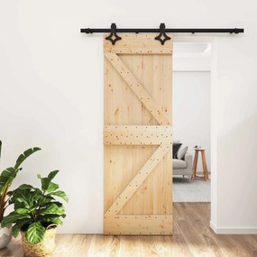 vidaXL Συρόμενη Πόρτα Φυσικό και Μαύρο 70 x 210 cm