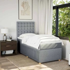 vidaXL Κρεβάτι Boxspring με Στρώμα Ανοιχτό Γκρι 90x200 εκ. Υφασμάτινο