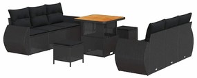 vidaXL Σετ Καναπέ Κήπου με μαξιλάρι 9 pcs Μαύρο 80 x 80 x 71 cm