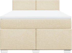 vidaXL Κρεβάτι Boxspring με Στρώμα Κρεμ 160x200 εκ. Υφασμάτινο
