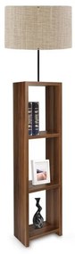 WOODO 204-0051 Μοντέρνο Eπιδαπέδιο Φωτιστικό Μονόφωτο 1 x E27 IP20 Καρυδί Ξύλο με Μπεζ Ύφασμα-Μ38 x Π38 x Υ150cm Globostar-204-0 204-0051