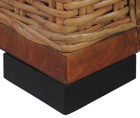 vidaXL Καναπές Τριθέσιος Καφέ από Γνήσιο Ρατάν με Μαξιλάρια