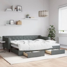 Καναπές Κρεβάτι Συρόμενος Σκούρο Γκρι 90x200 εκ Ύφασμα Συρτάρια - Γκρι