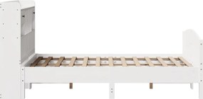 vidaXL Κρεβάτι Βιβλιοθήκη Χωρίς Στρώμα Λευκό 135x190 εκ Μασίφ Πεύκο