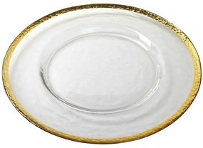 Πιάτο Ρηχό SUP109K4 Φ33x1,3cm Clear-Gold Espiel Glass