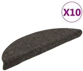 vidaXL Πατάκια Σκάλας Αυτοκόλ. 10 τεμ Ανθρακί 56x17x3 εκ Βελονιασμένο