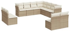 vidaXL Σαλόνι Κήπου Σετ 11 τεμ. Μπεζ Συνθετικό Ρατάν με Μαξιλάρια