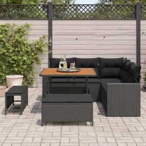 vidaXL Σετ Καναπέ Κήπου 8 pcs Μαύρο συνθετικό ρατάν