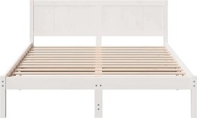 vidaXL Σκελετός Κρεβατιού Λευκό 140 x 200 cm Μασίφ ξύλο πεύκου