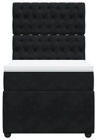 vidaXL Κρεβάτι Boxspring με Στρώμα Μαύρο 80 x 200 εκ. Βελούδινο