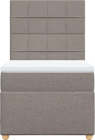 vidaXL Κρεβάτι Boxspring με Στρώμα Taupe 100 x 200 εκ. Υφασμάτινο