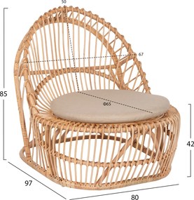 ΠΟΛΥΘΡΟΝΑ ENTROPY HM9840.01 RATTAN ΦΥΣΙΚΟ ΜΕ ΕΚΡΟΥ ΜΑΞΙΛΑΡΙ 80x97x85Υεκ.