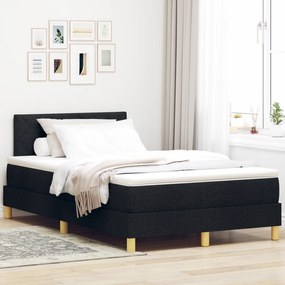 vidaXL Κρεβάτι Box Spring με Στρώμα & LED Μαύρο 120x190 εκ. Υφάσματος