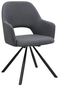 Πολυθρόνα τραπεζαρίας Gabriel Megapap γκρι ύφασμα - μεταλλικό μαύρο πόδι 58x60x85εκ.