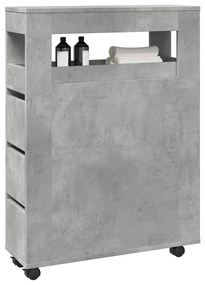 Ντουλάπι Μπάνιου Στενό με Ροδάκια Γκρι Σκυρ. Επεξ. Ξύλο