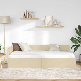 vidaXL Κρεβάτι Γωνίας Κρεμ 80 x 200 cm Ύφασμα και Έργο ξύλου