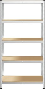 vidaXL Ραφιέρα 5 Επιπέδων Ασημί από Ατσάλι &amp; Επεξεργασμένο Ξύλο