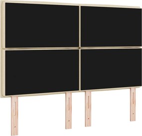 vidaXL LED κεφαλάρι με φώτα λωρίδας LED Κρεμ 144 cm Πολυεστέρας