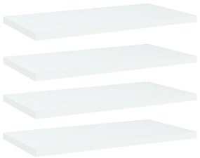 Ράφια Βιβλιοθήκης 4 τεμ. Λευκά 40x20x1,5 εκ. από Επεξ.Ξύλο