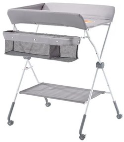 VEVOR Foldable Baby Changing Diaper Station with Side Basket &amp; Wheels Light Gray