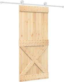 vidaXL Συρόμενη Πόρτα Φυσικό και Λευκό 90 x 210 cm