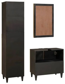 vidaXL Σετ επίπλων μπάνιου 3 pcs Μαύρο και Χρυσό 38 x 33 x 160 εκ.