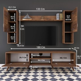 Σύνθεση Τηλεόρασης Καρυδί FOZON 180x35x48.6