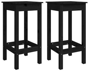 vidaXL Καρέκλες Μπαρ 2 τεμ. Μαύρο 40x40x78 εκ. Μασίφ Ξύλο Πεύκου