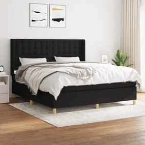 Κρεβάτι Boxspring με Στρώμα Μαύρο 180x200 εκ. Υφασμάτινο