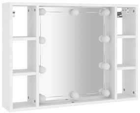 vidaXL Έπιπλο Καθρέπτη με LED Λευκό 76 x 15 x 55 εκ.
